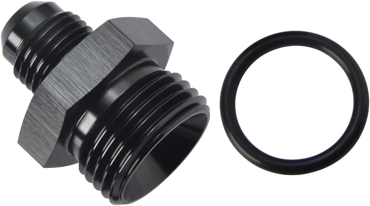 6AN Male Flare to 10AN ORB O-ring Boss Fuel Pump Rail Adapter Fitting Aluminum Black