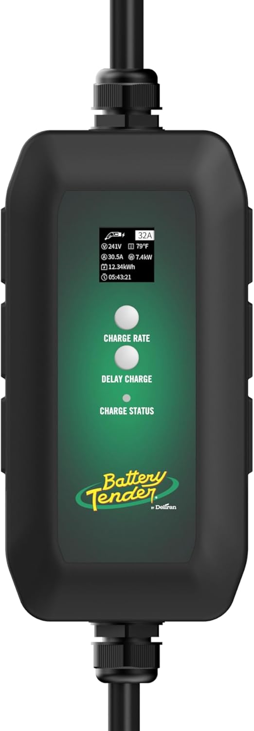 Battery Tender eCharge 32 AMP EV Charger - Level 1+2 Portable Electric Vehicle EV Car Charger - 022-3017-DL-WH