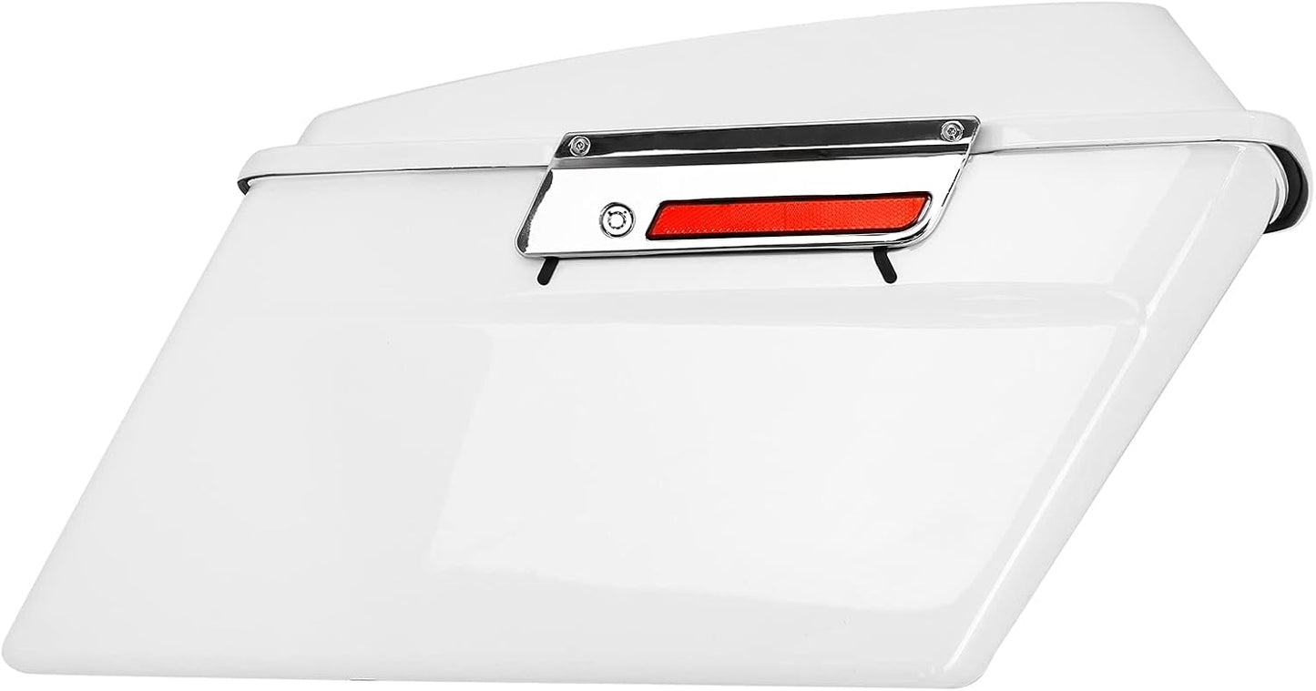 XFMT Motorcycle White Hard Saddlebags Saddle Bags Trunk W/Lids & Chrome Latches For Harley Touring Road King Street Glide Road Glide Electra Glide 1994-2013