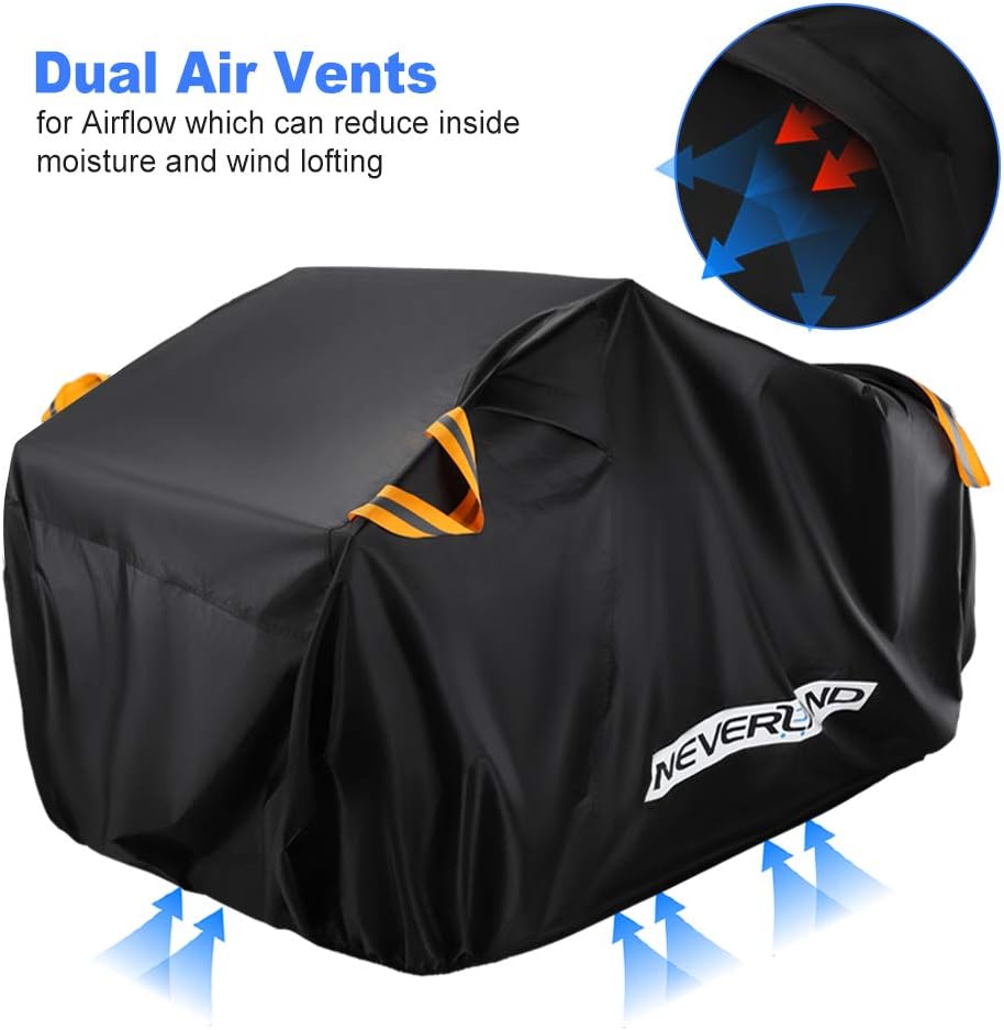 NEVERLAND ATV Cover Oxford Cloth Heavy,Compatible with Polaris Sportsman Yamaha Grizzly Honda FourTrax Kawasaki KFX Wheel Car with Air Vents Reflective Strips and Buckle Straps Length up to 82 inches