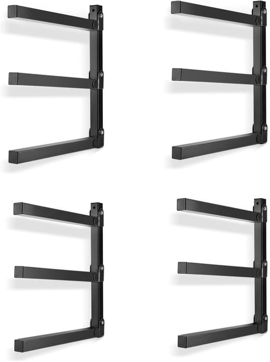 Ultrawall Wall Mount Wood Organizer and Lumber Storage Metal Rack for Shed, Workshop, Garage with 3-Level (Black-4 Pack)