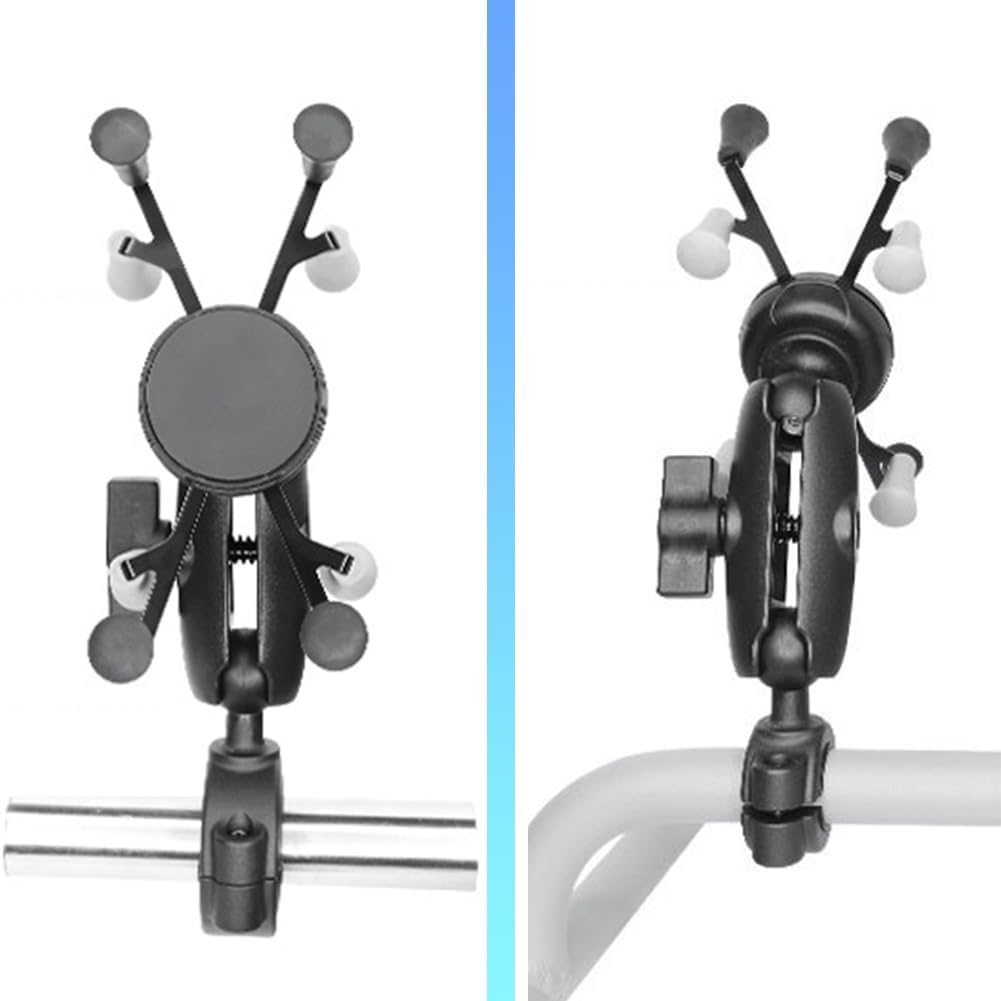 Strg Phone Holder with Composite Double Socket Arm(Medium) Compatible with RAM B Size 1" Ball Components, All Phones Motorcycle Bike Handlebar Phone Mount