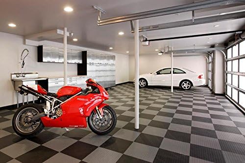 Big Floors GarageDeck Coin Pattern, Durable Copolymer Interlocking Modular Non-Slip Garage Flooring Tile (Black, 48 Pack of 12 x 12" Tiles)