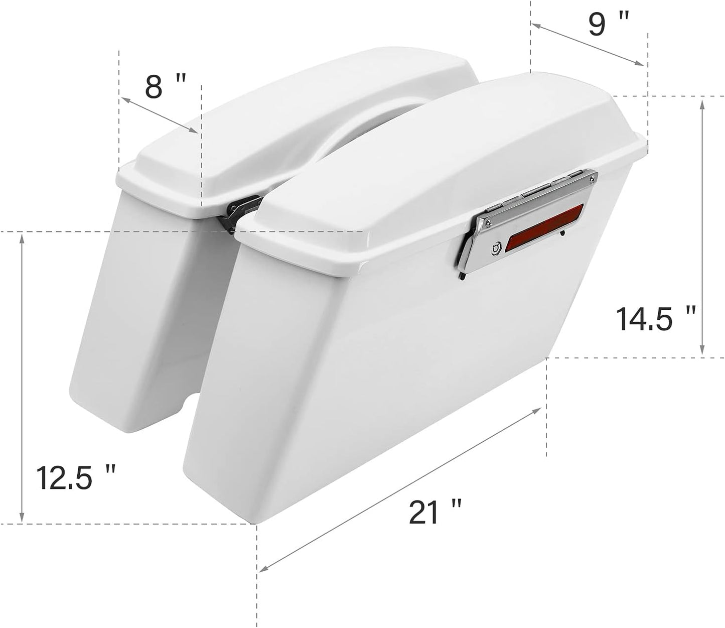 XFMT Motorcycle White Hard Saddlebags Saddle Bags Trunk W/Lids & Chrome Latches For Harley Touring Road King Street Glide Road Glide Electra Glide 1994-2013