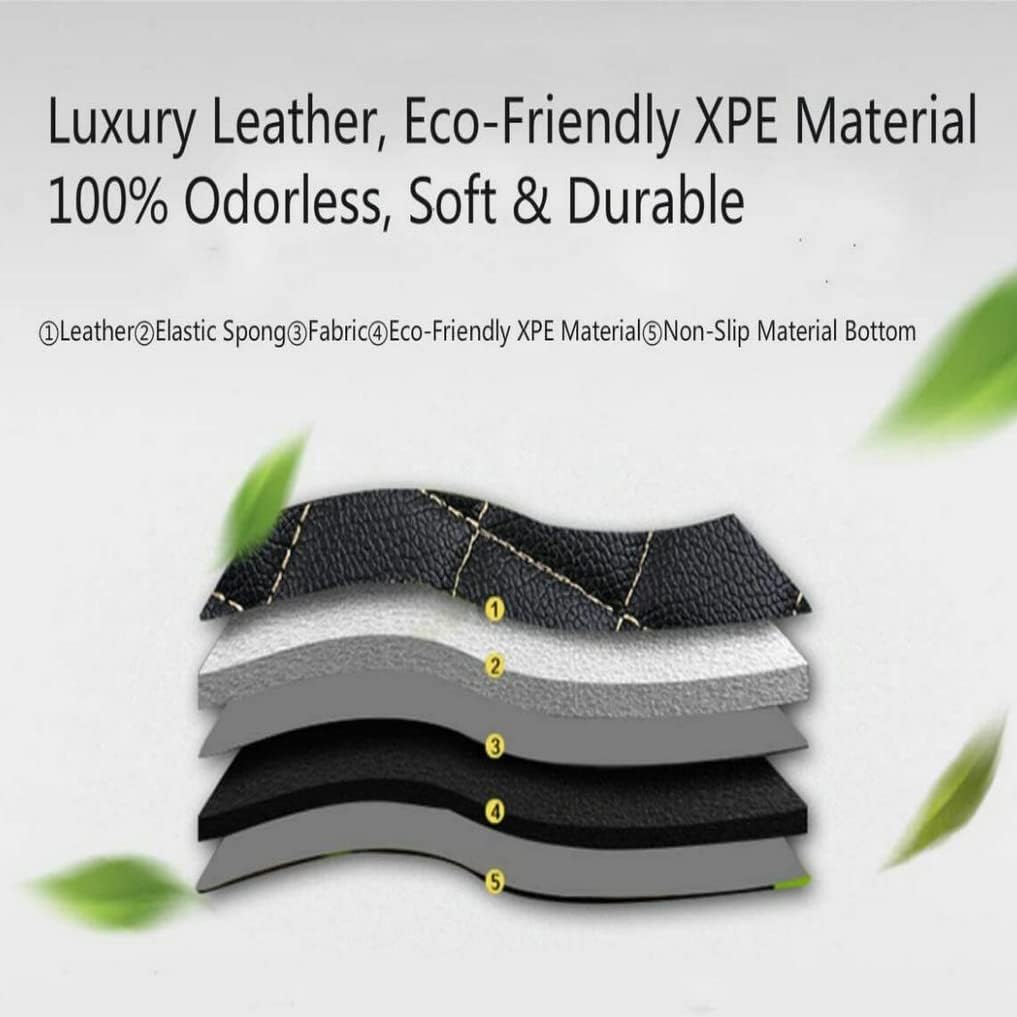 Custom All-Weather Protection Leather Car Floor Mats for Cars Sedan SUV Sports Car Waterproof Floor Mat (Black+Blue)