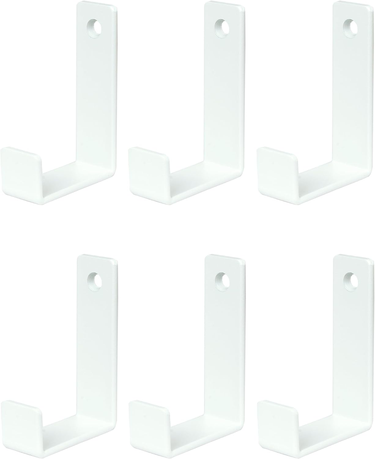 6 Pack Heavy Duty Steel Essential Style Wall Hooks for Indoors & Outdoors (White J Hook)