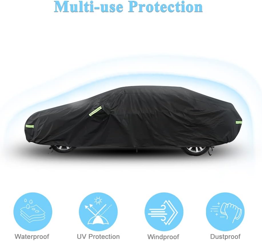 Car Cover Custom Fit for Camaro, Waterproof All Weather Full Exterior Cover Rain Snow UV Protection Cover with Door Zipper