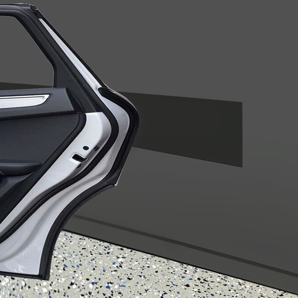 Rubber Bond Garage Wall Protectors - 6x48 Inches 2 Pack Strong Self-Adhesive Rubber Bumper Protectors for Garage Walls - Anti-Scratch and Waterproof Garage Wall Protector for Car Doors (Black)