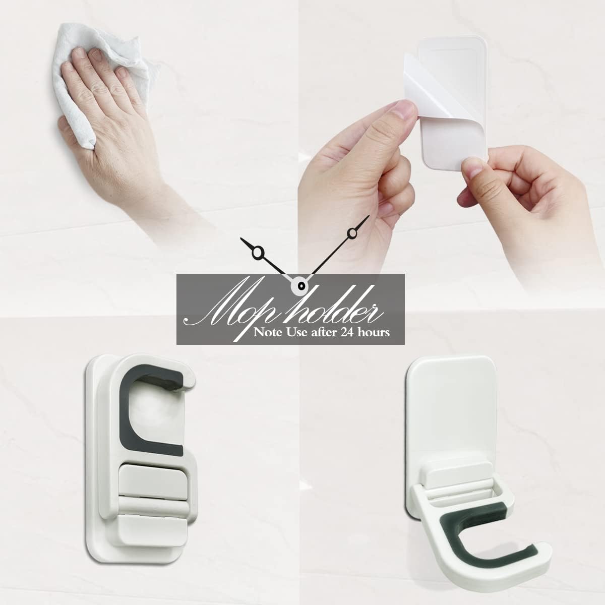 6PCS Broom and Mop Holder Wall Mount, Self Adhesive – No Drilling Broom Hanger Gripper, Organizer Rack Wall Mounted Utility Rack for Kitchen, Bathroom, Closet, Garden Garage