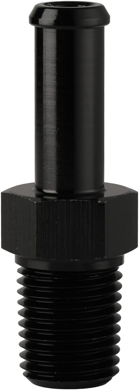 1/4 NPT Male to 3/8" Hose Barb Fitting Adapter Nipple Straight Aluminum Black