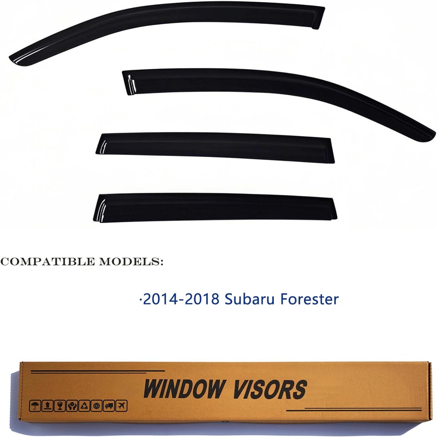 Window Visors Rain Guards fits 2014-2018 Forester, Out-Channel Window Wind Deflectors Vent Shades Accessories, Dark Smoke 4 Pcs, 2015 2016 2017