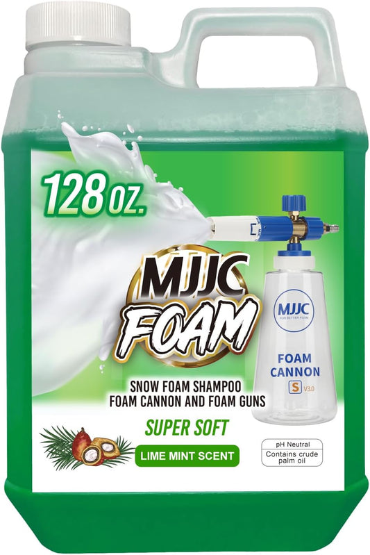 MJJC Foam (128 fl oz) Ultimate Snow Foam Car Wash Soap Specialized Car Shampoo for Foam Cannon and Pressure Washer, Safe for Cars (pH Neutral, 10x Concentrated) lime mint scent