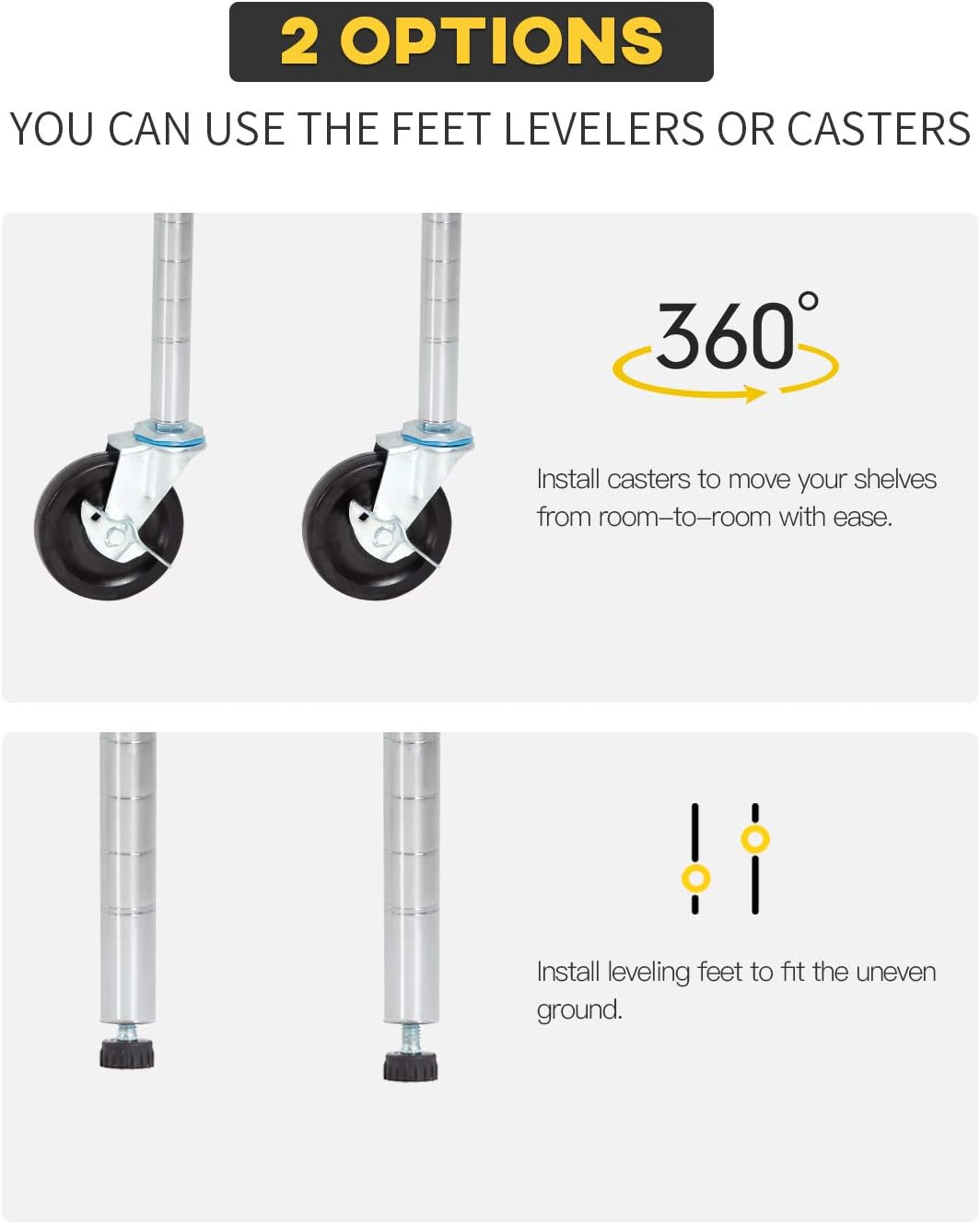 BestOffice 18x48x72 Storage Shelves Commercial Heavy Duty Metal Shelves Garage Organizer Wire Rack Shelving Storage Unit Shelf Adjustable Utility 6000 LBS Capacity,Chrome