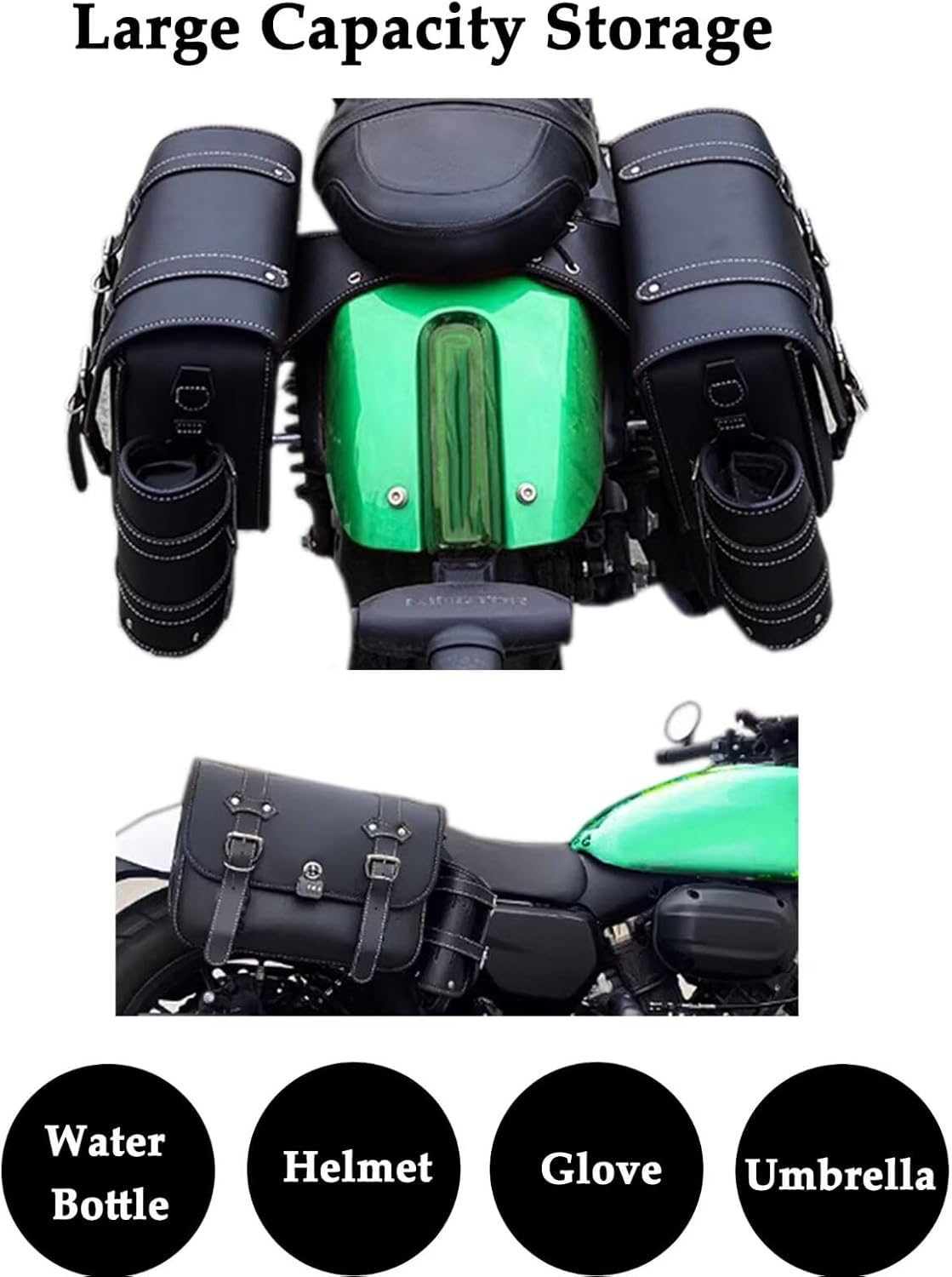 Motorcycle Saddlebags, Scooter Powersports Faux Leather Saddle Bags Motorcycles, Softail Universal Throw Over Sportster Saddlebags 12.2x5.12x9.84 inches