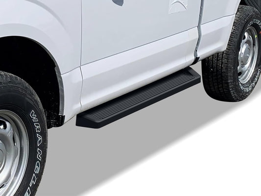 APS Black Running Boards Style Compatible with Ford F150 2015-2025 Regular Cab & F-250 F-350 Super Duty 2017-2025 (Nerf Bars Side Steps Side Bars)