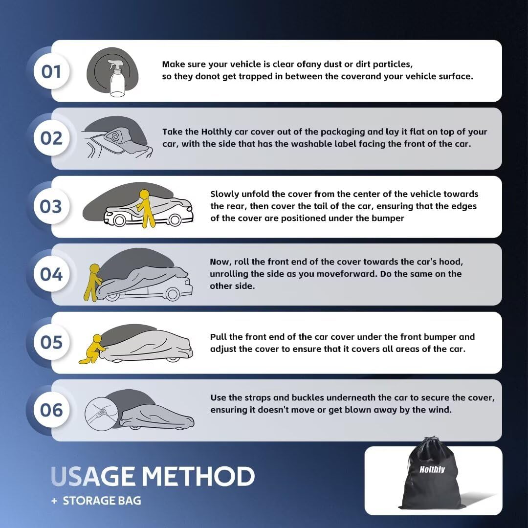 Holhtly Car Cover Custom Fit for Dodge Charger， Car Covers for Automobiles All Weather Waterproof Sun Snow Rain Wind Dust Protection, Outdoor Car Cover Black & Grey