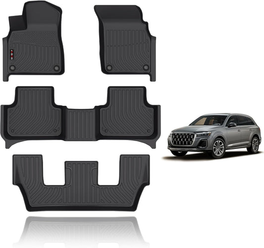 KELCSEECS Floor Mats Custom for Q7/SQ7 2025 2024-2020 Car Mats Custom for Q7 Automotive All Weather Floor Liners Front& Rear& 3rd Row Full Set Accessories
