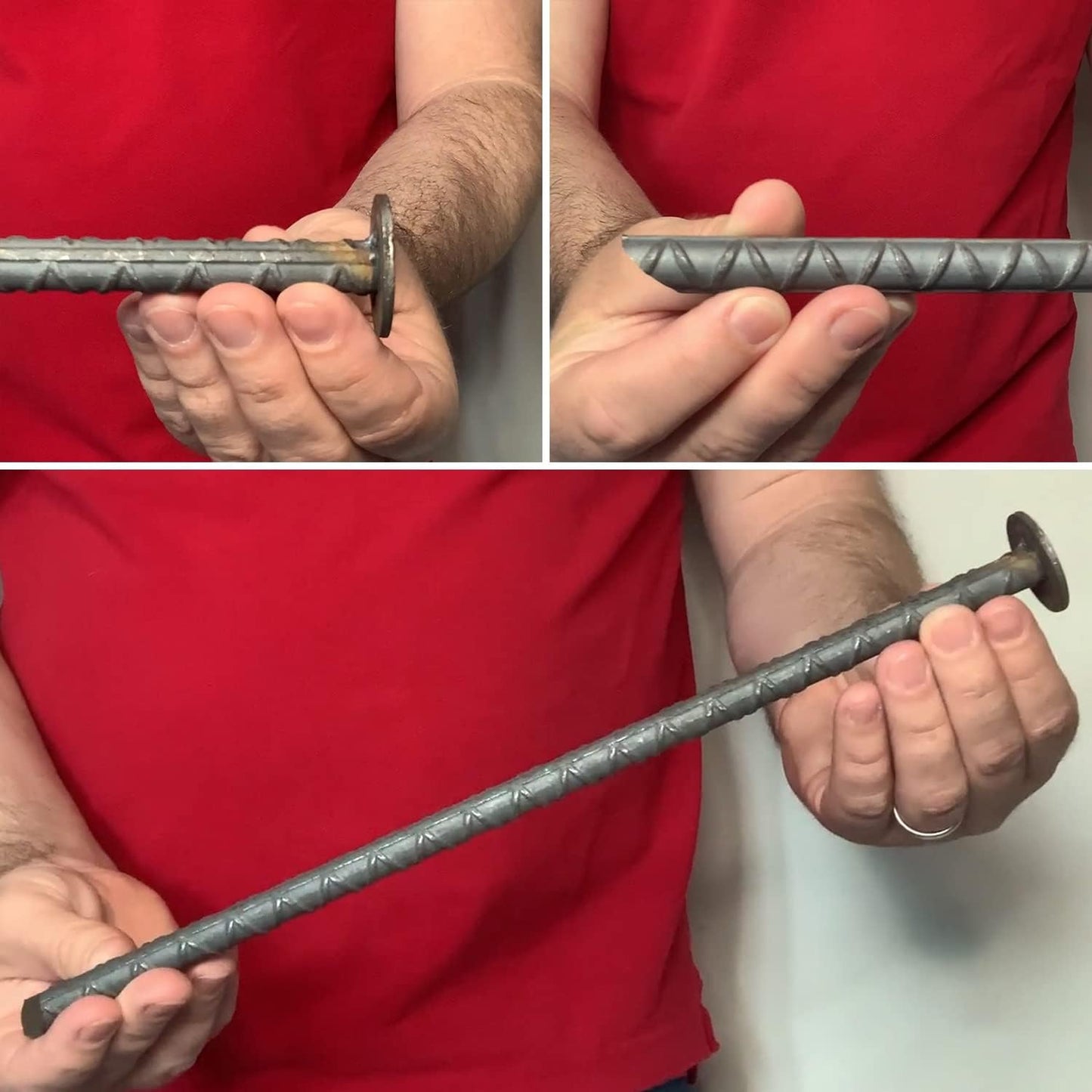 SmartSign Rebar Spikes - Pack of 40, Length 14", Diameter 1/2", Heavy Duty Metal Rebar Stakes for 6ft Parking Curbs/Wheel Stop/Speed Bump, Silver