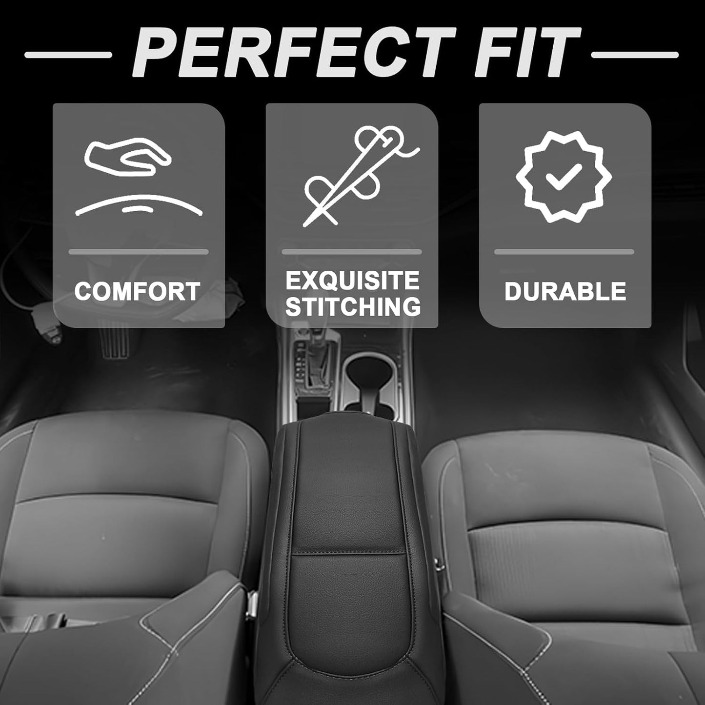 Muslogy Center Console Armrest Cover Compatible with Nissan 2019-2025 Altima Accessories Comfort Armrest Pad Arm Rest Cushion Vegan Leather Protector Black Regular Thick