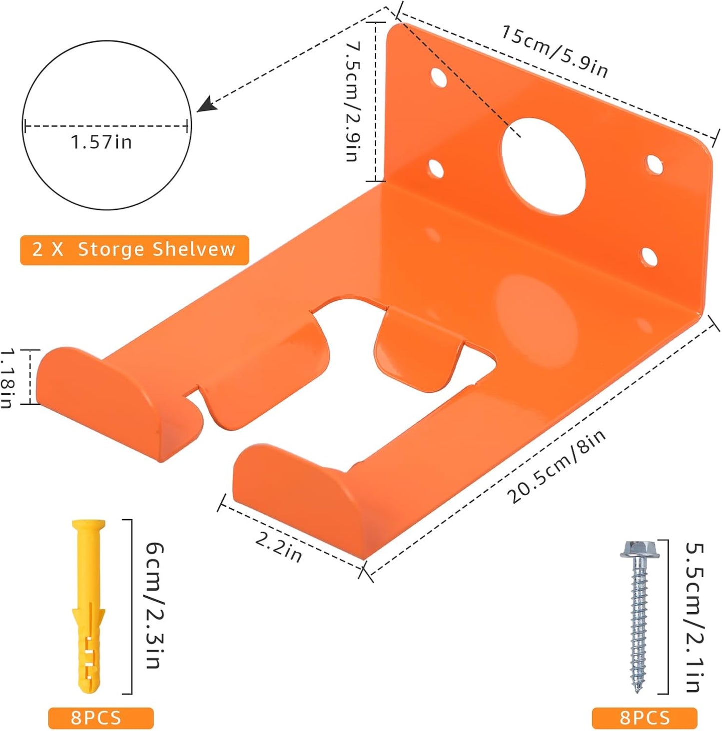 Weed Eater Rack & Chainsaw Holder - Heavy Duty Garage Organizer Wall Mount for Grass Trimmer,Hedge Trimmer, Backpack Blower, Garden Tools, 2 Pack