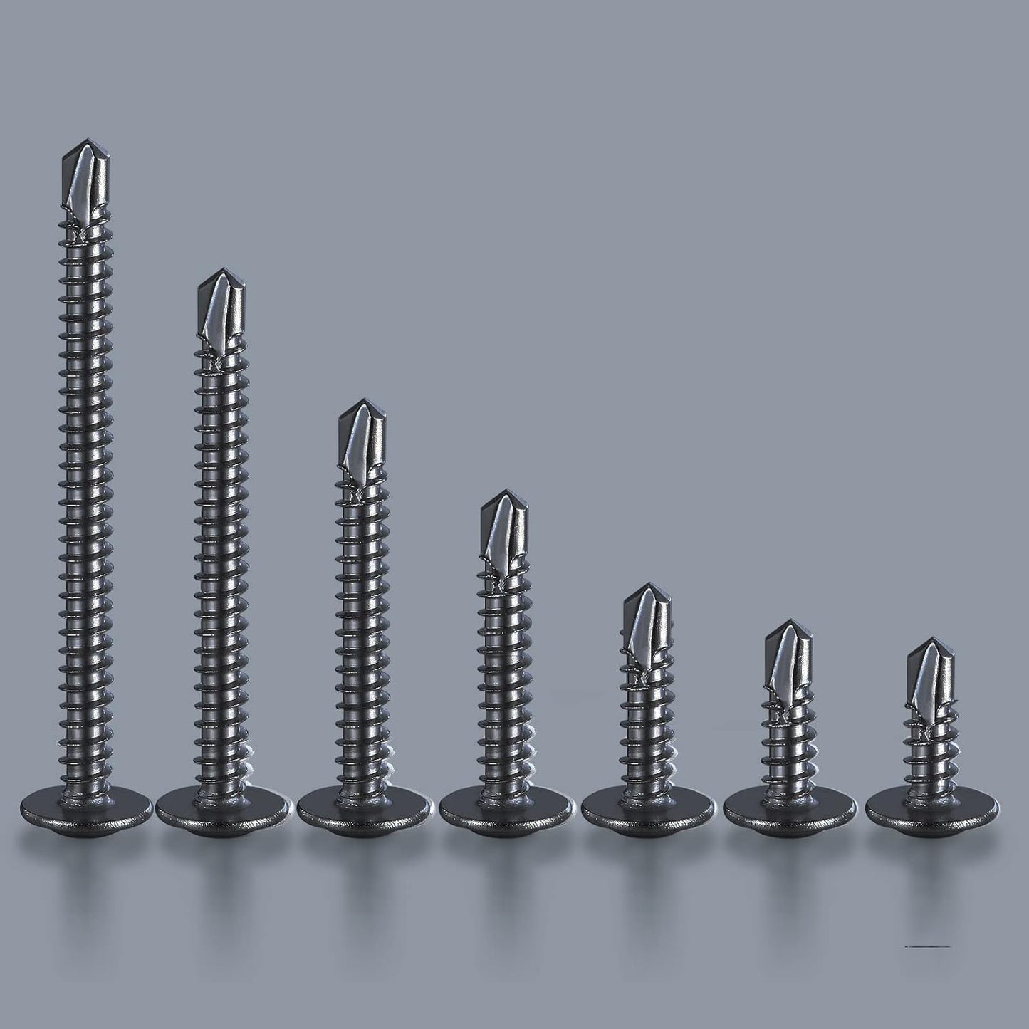 (300 pcs) Wensilon #10×3/4” for Sheet Metal Self-Tapping Screws 410 Black Stainless Steel Truss Head High-Strength Quick Tapping