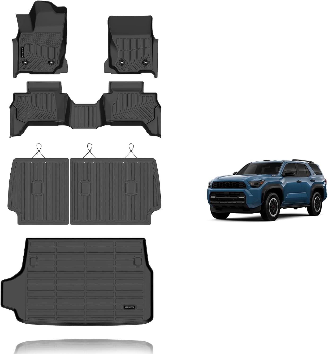 KELCSEECS® Floor Mats & Cargo Liner with Seatback Mats for 2025 Toyota 4Runner 5 Setas(Not fit Hybrid), All Weather Protection TPE Floor Liners Full Set 4Runner Accessories Black