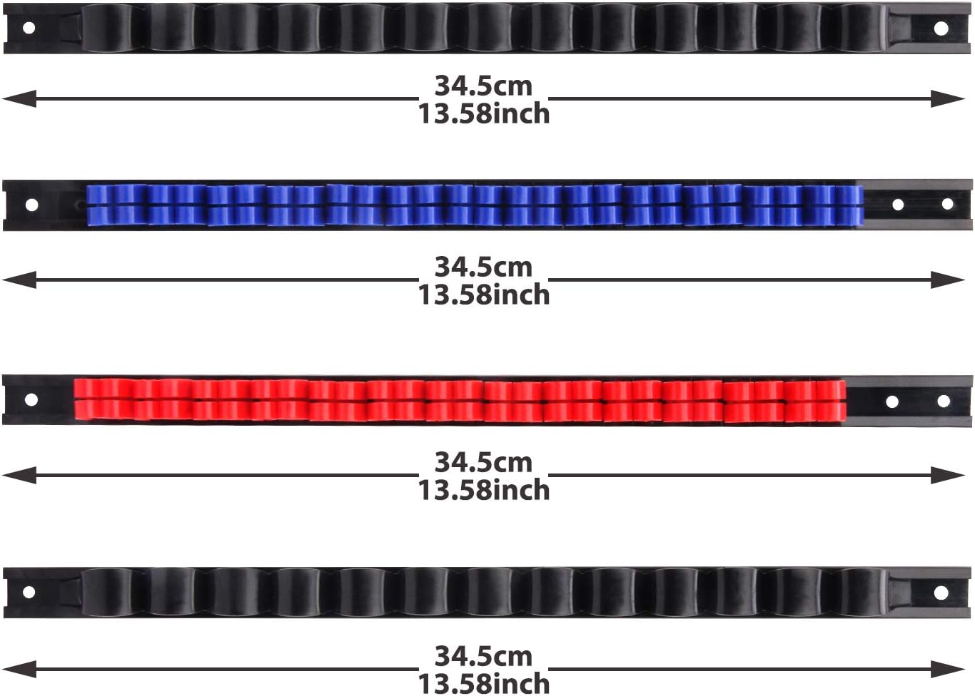 CASOMAN 4 pcs Screwdriver Organizer and Wrench Organizer, Hand Tool Holder, Plastic Rail Wrench Hanger with Clips