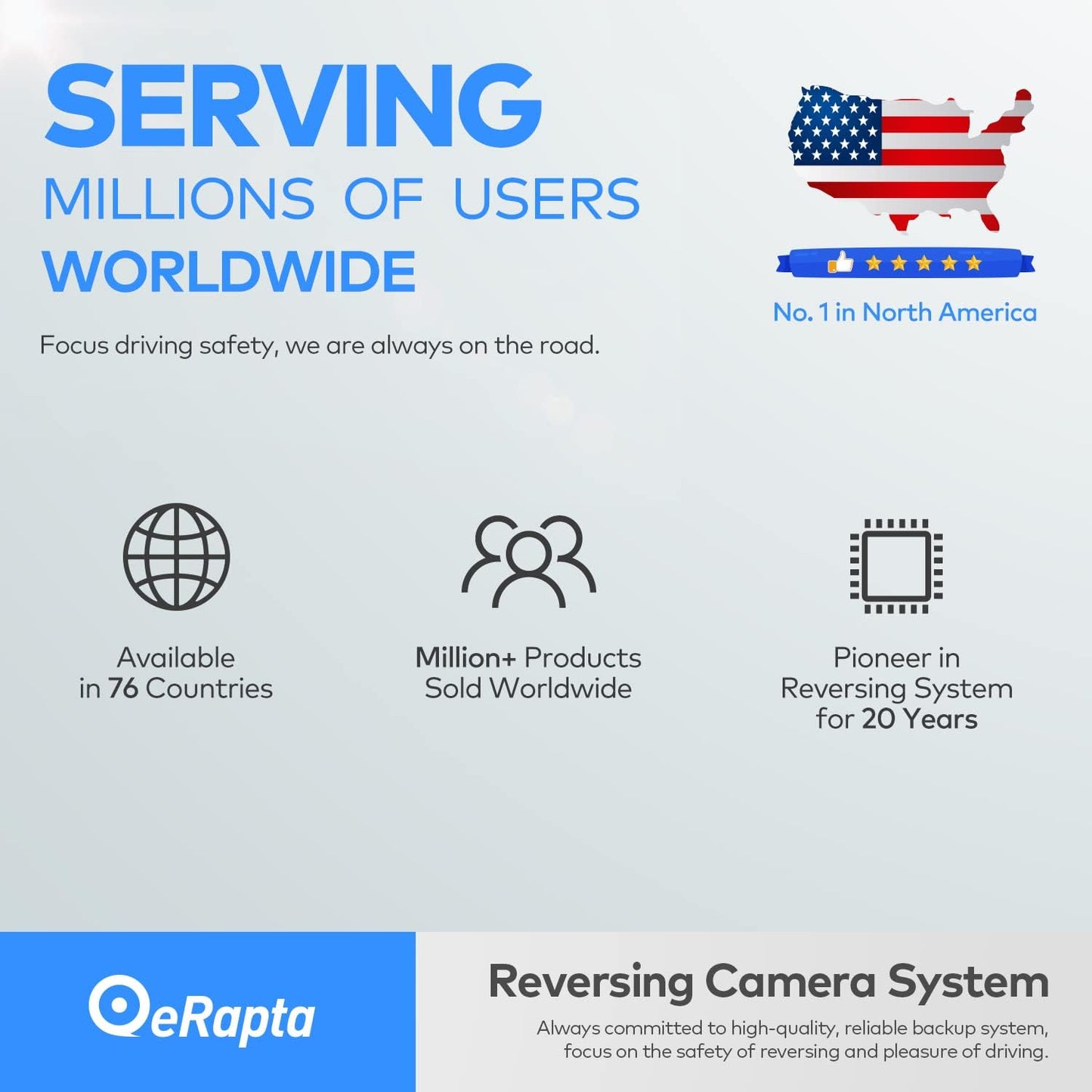 eRapta ERT01 HD Backup Camera Rear View License Plate Reverse Camera Universal for Pickup Truck Car SUV 149 Degree Perfect Angle Night Vision IP69K Level Waterproof