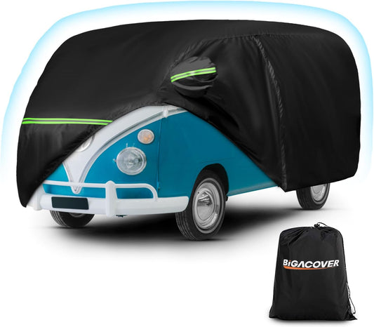 Waterproof Car Covers for 1950-1992 VW Bus T1 T2 T3, 420D Oxford Cloth Sun Heat Protection Outdoor Full Covers with Driver Side Zipper Windproof Heavy Duty All Weather for 1950-1992 VW Bus T1 T2 T3