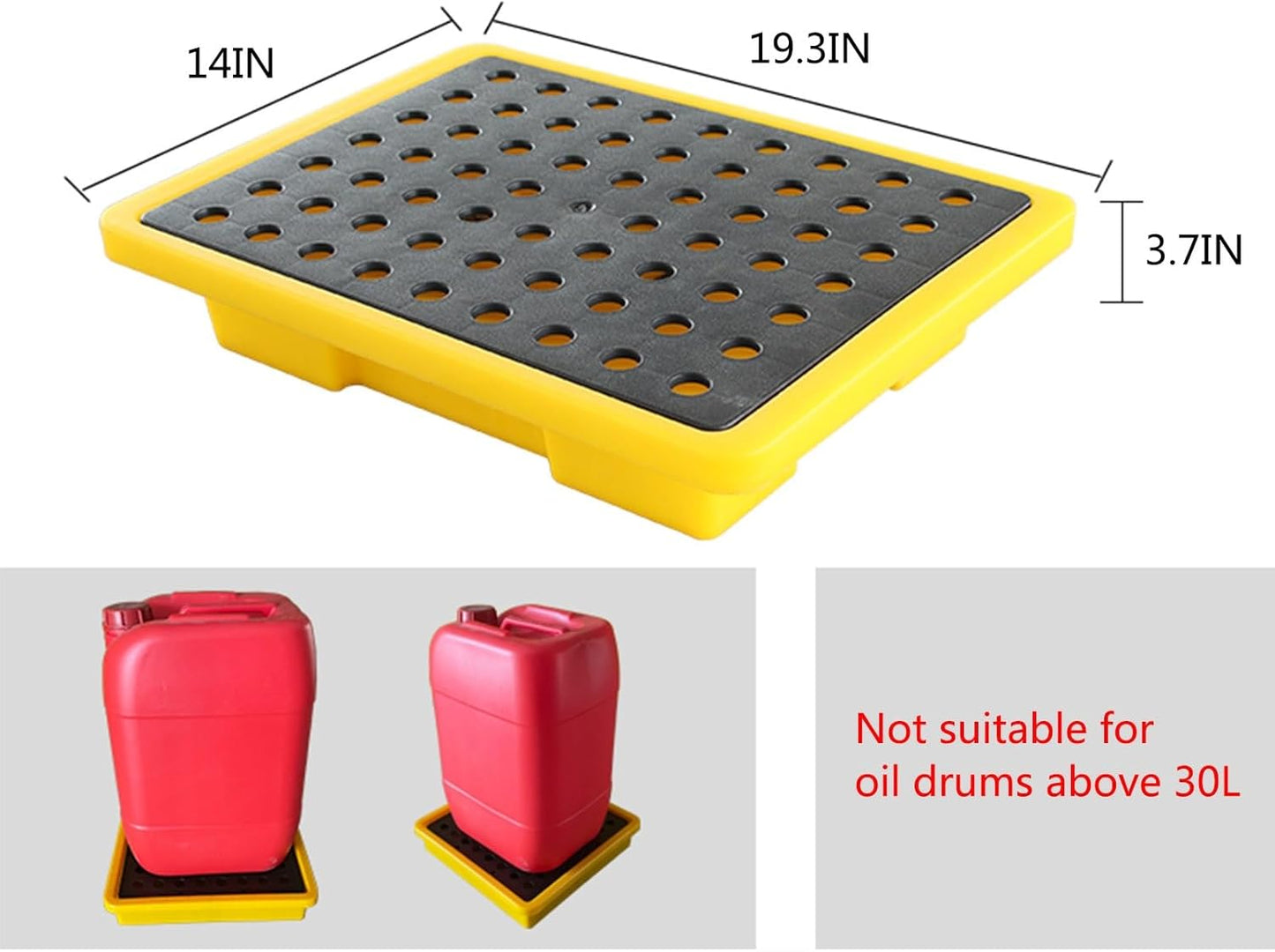 2 Drum Containment Spill Pallet, Polyethylene Low Profile Paint Bucket Tray, Industrial Garage Storage Detachable Shipping Leakproof Platform (Color : Yellow-5 Pack, Size : 19.3"x14"x3.7")