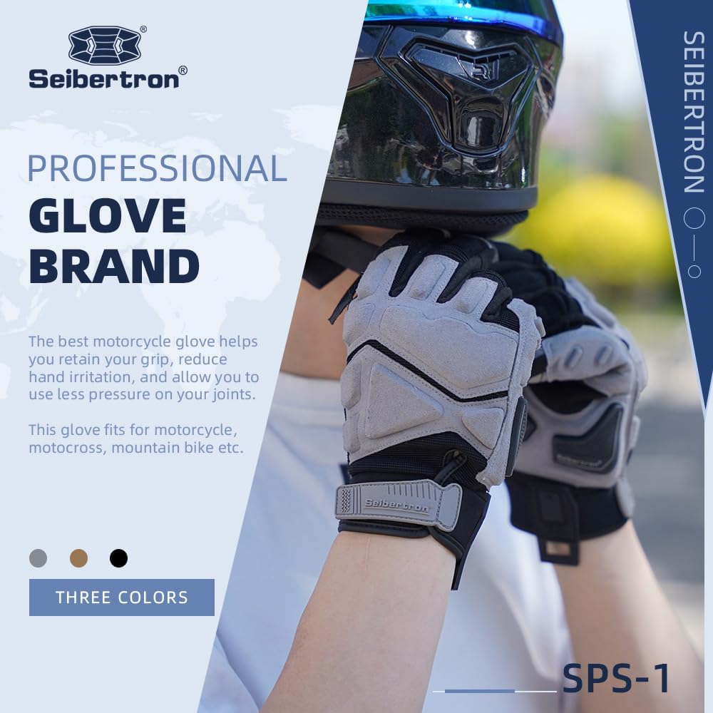 Seibertron SPS Series Touchscreen Motorcycle Motocross BMX ATV MTB Bicycle Cycling Full or Half Finger Gloves Adult and Youth