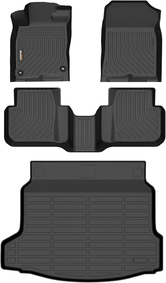 Binmotor-Floor Mats & Cargo Liner Set for 2025 Honda Civic Hybrid Hatchback, All Weather Car Floor Mat for Honda Civic Hybrid Hatchback Accessories Rubber Mats Heavy Duty Liners