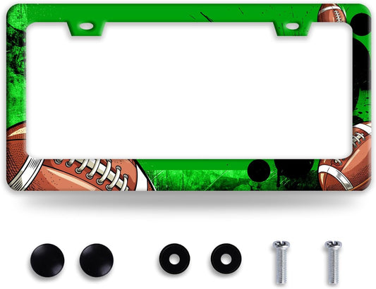 American Football License Plate Frame Funny Balls License Plate Holder Auto Accessory Decoration for Men Women 6.3x12.3 Inch