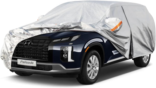 Kayme 6 Layers SUV Car Cover Custom Fit for Hyundai Palisade (2019-2025) Waterproof All Weather for Automobiles, Outdoor Full Cover Rain Sun UV Protection.Silver