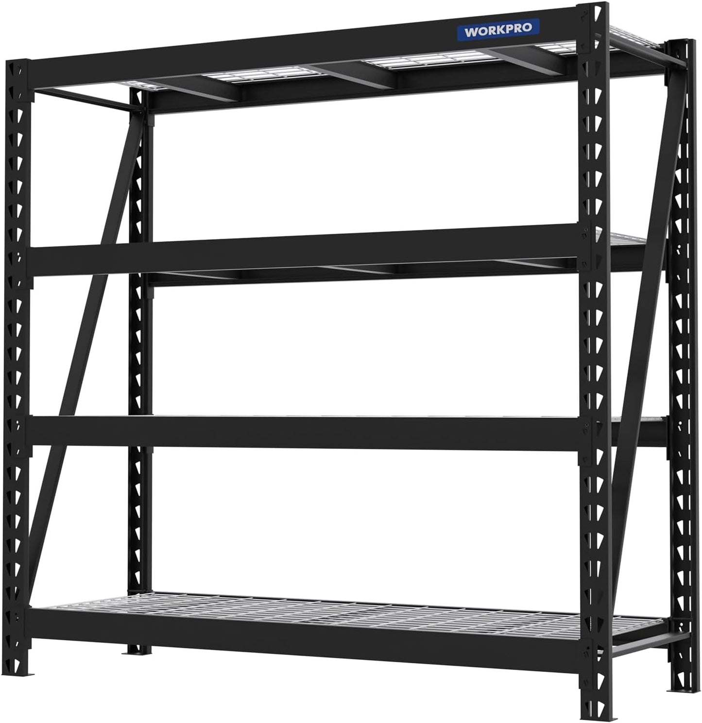 WORKPRO Garage Shelving, 68" W x 24" D x 65" H, 7200 LBS Load, Heavy Duty Metal Shelves for Storage, Industrial Storage Rack for Warehouse Kitchen Shop Basement, Black, Pack of 1