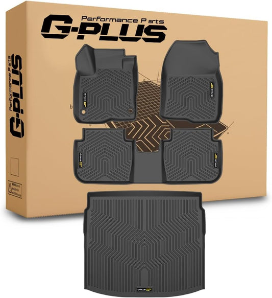 G-PLUS Floor Mats & Cargo Liners 4PCS,Compatible with Honda CRV 2023 2024 2025(Include Hybird), TPE All Weather 1st & 2nd Row Floor Mats and Car Trunk Mat (Upper Position) Black