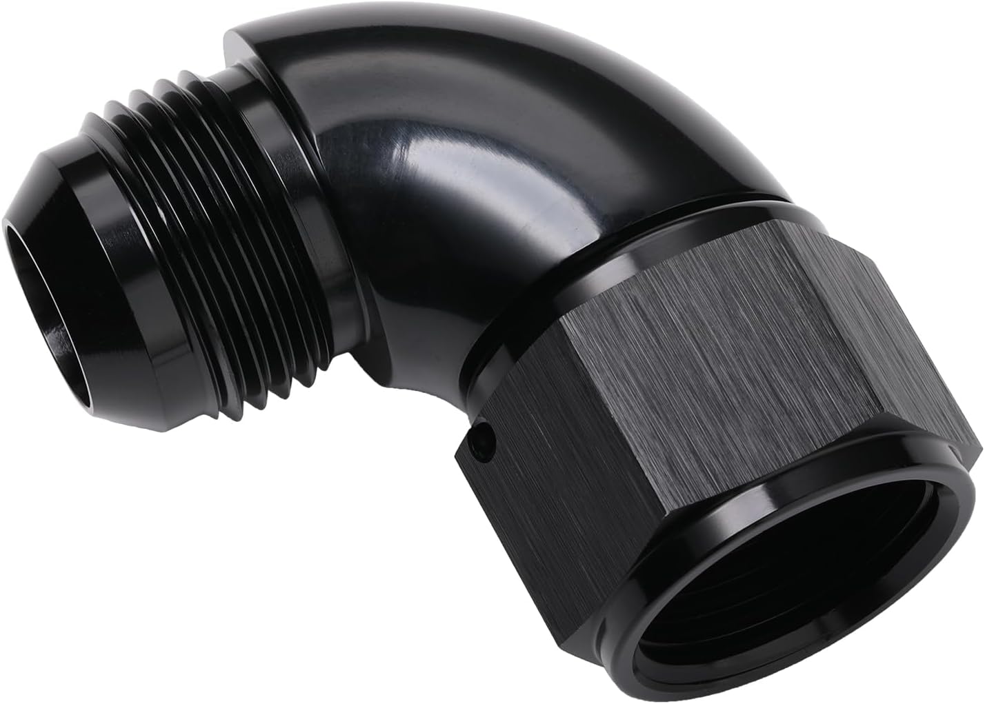 90 Degree 16AN Male to 16AN Female Swivel Full Flow Fitting Adapter Coupler Aluminum Black