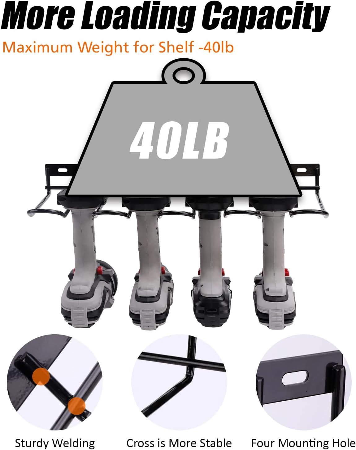 Power Tool Organizer - Wall Mount Style Heavy Duty Tool Shelf & Rack with Compact Design