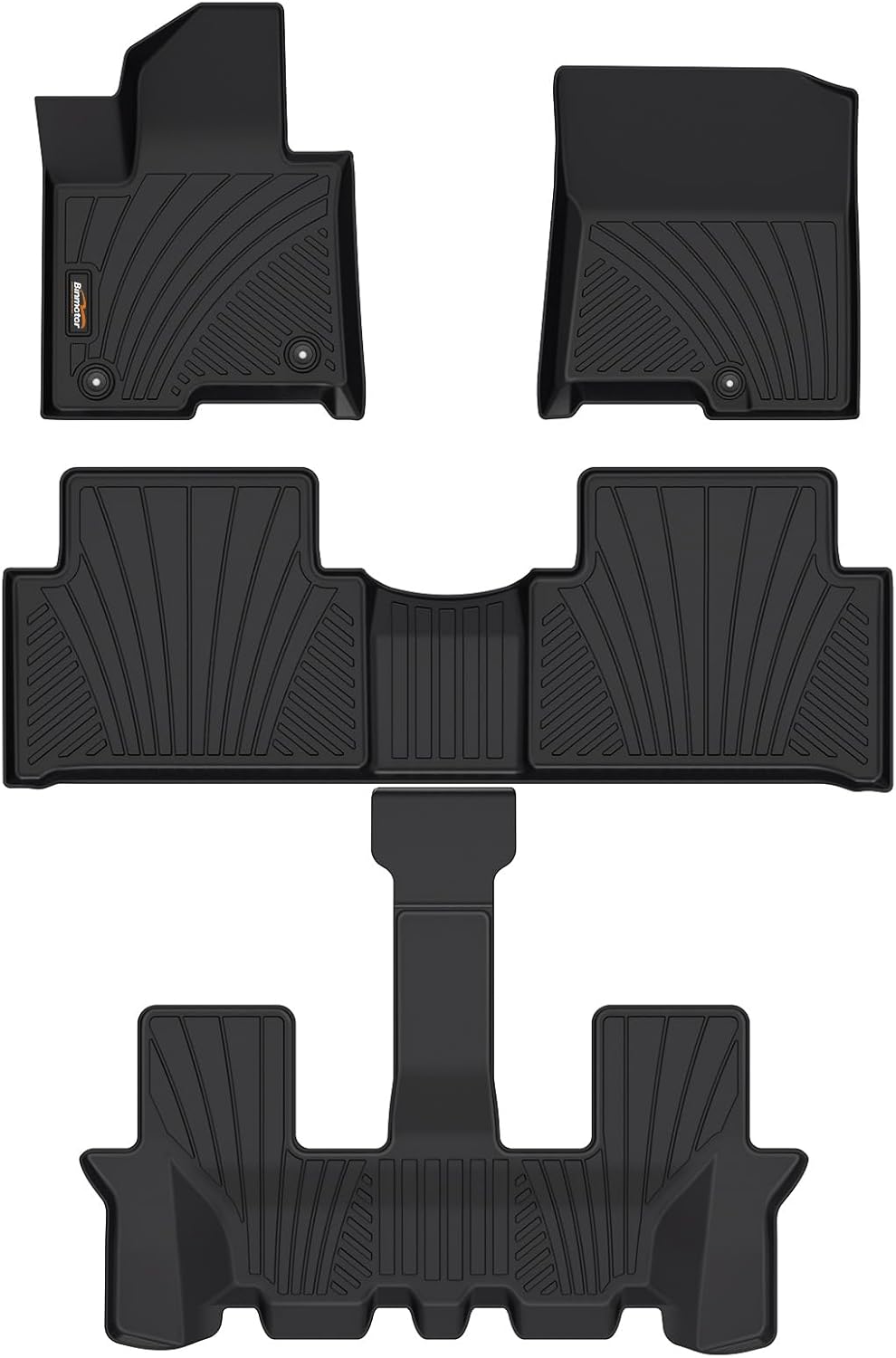 Binmotor-All Weather Floor Mats for Kia Sorento Hybrid 2025 2024 2023 2022 2021(PHEV & HEV), 1st & 2nd & 3rd Row Full Set, Heavy Duty TPE Car Floor Liners Black for Kia Sorento Hybrid Accessories