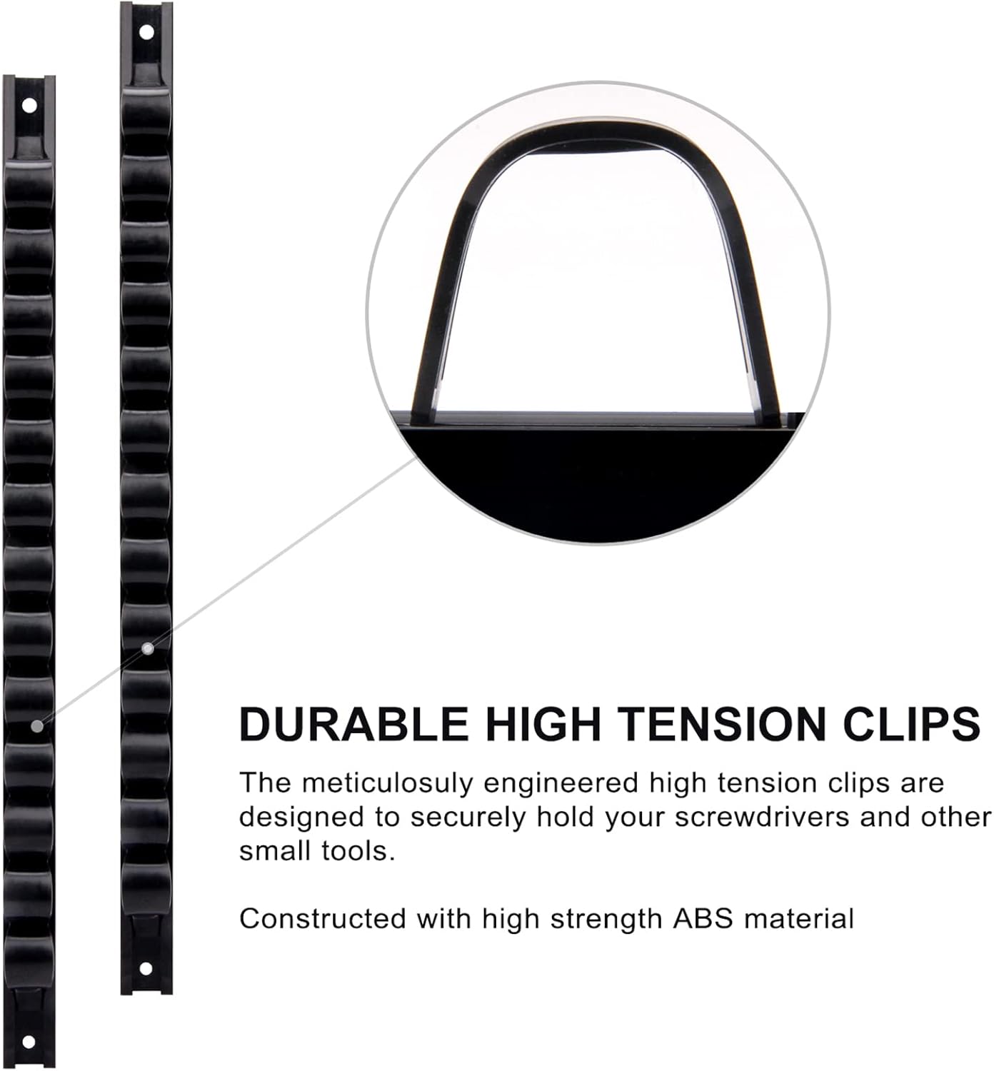 CASOMAN 10 pcs Screwdriver Organizer and Wrench Organizer, Wall Mount, Hand Tool Holder, Plastic Rail Wrench Hanger with Clips