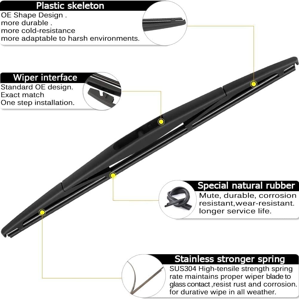 AUTOBOO 16"+16" Windshield Wipers with 12 Inch Rear Wiper Blade Replacement for Jeep wrangler JL 2018 2019 2020 2021 2022 2023-Original Factory Quality (Pack of 3)