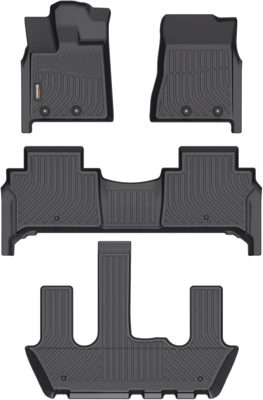 Binmotor-Floor Mats for Nissan Armada/Infiniti QX80 2025, Bucket Seat (7 Seats) 丨 TPE All Weather Car Mats Rubber Liners for Nissan Armada Accessories Cargo Trunk Mat