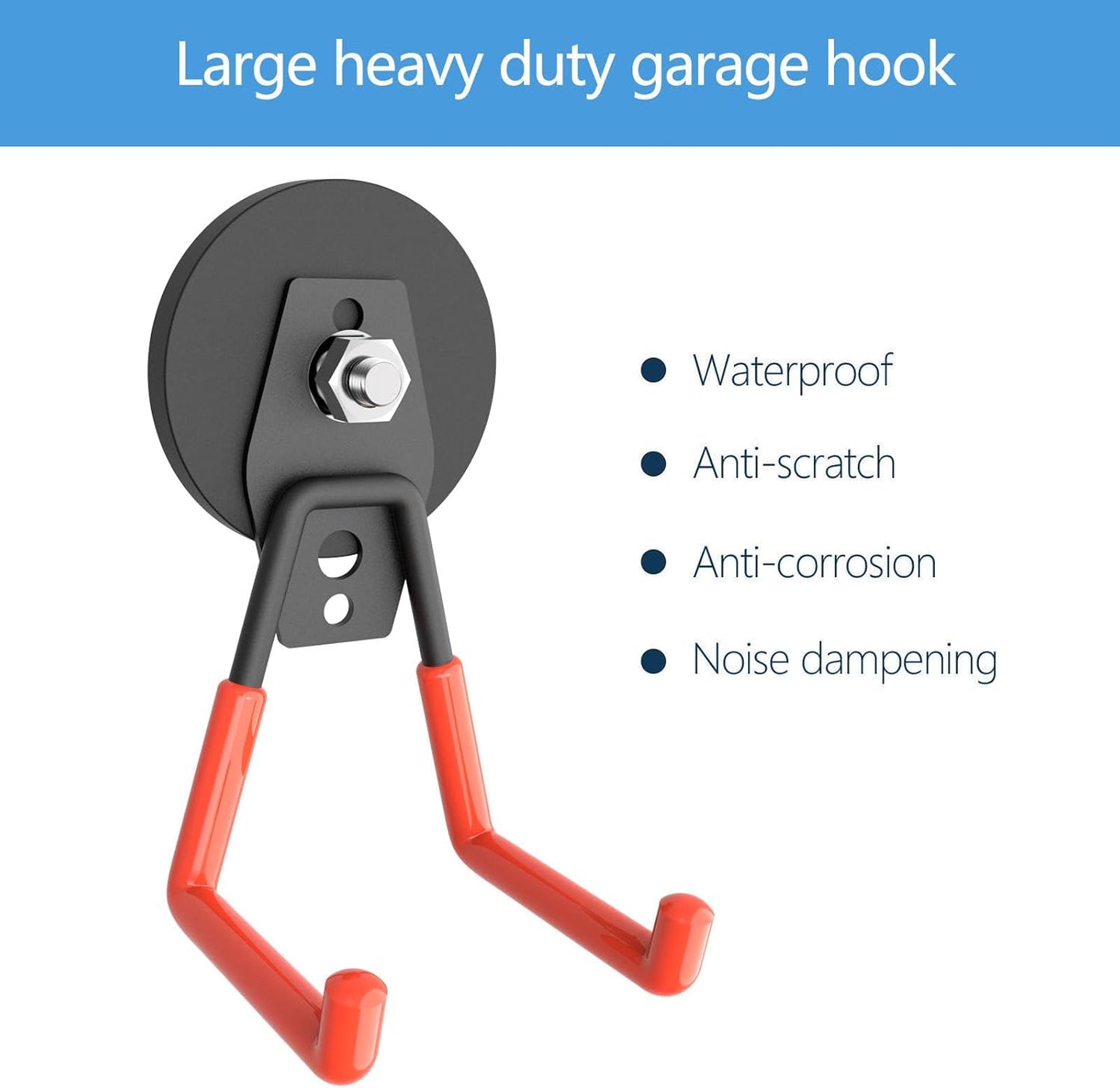 Magnetic Garage Hook, Heavy Duty Garage Storage Magnetic Hooks Steel Tool Hangers for Garage Wall Utility Magnet Hooks and Hangers Indoor & Outdoor Hanging Garden Tools (2 Pack)