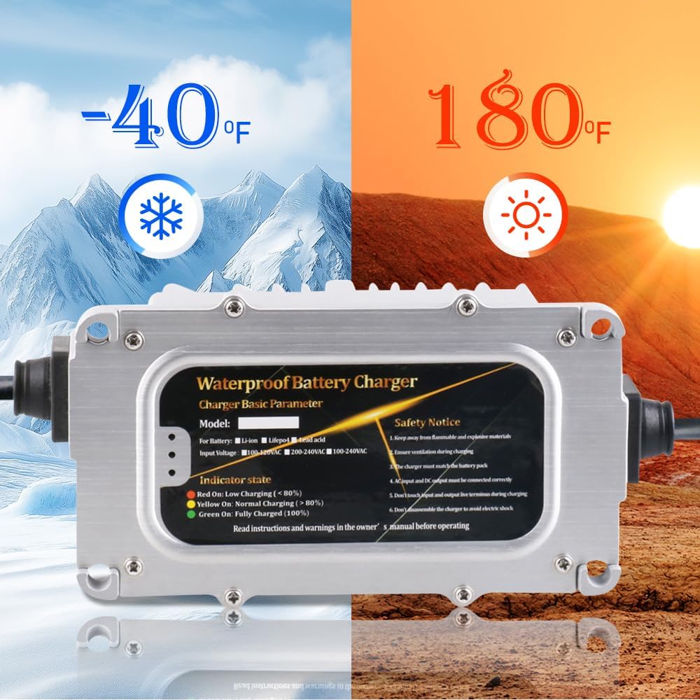 Abakoo 48 Volt 5 Amp Battery Charger for Club Car Golf Cart with 3 Pin Round Plug, IP67 Waterproof