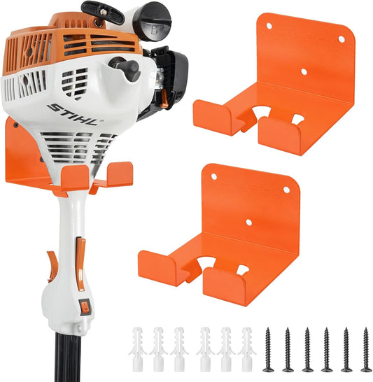 Weedeater Hanger, 2 Pack Weed Eater Hanger for Garage Wall-mounted Organizer Trimmer Rack Storage for Grass Trimmer, Hedge Trimmer, Garage Wall, Garden Tools, Black, Orange