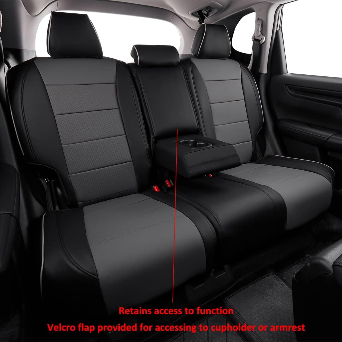 EKR Sportage Seat Covers Custom Fit for KIA Sportage LX 2023 2024 2025 2026 Leather Car Seat Cover Full Set - Faux Leather (Black/Gray)