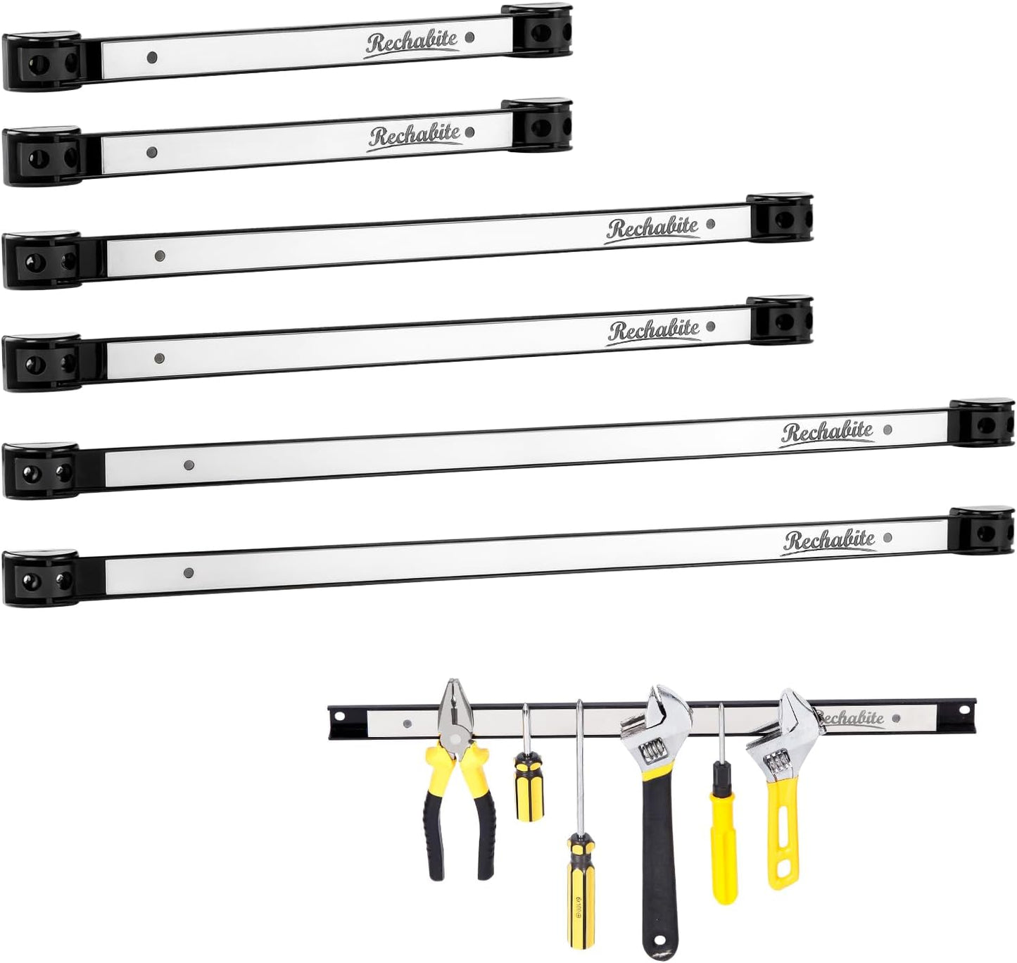 12" 18" 24" Magnetic Tool Holder Strip, Stainless Steel Surface Tool Magnet Bar, Metal Tool Organizer Rack for Garage Organization, Easy To Install in Workshop, Mounting Screws Included