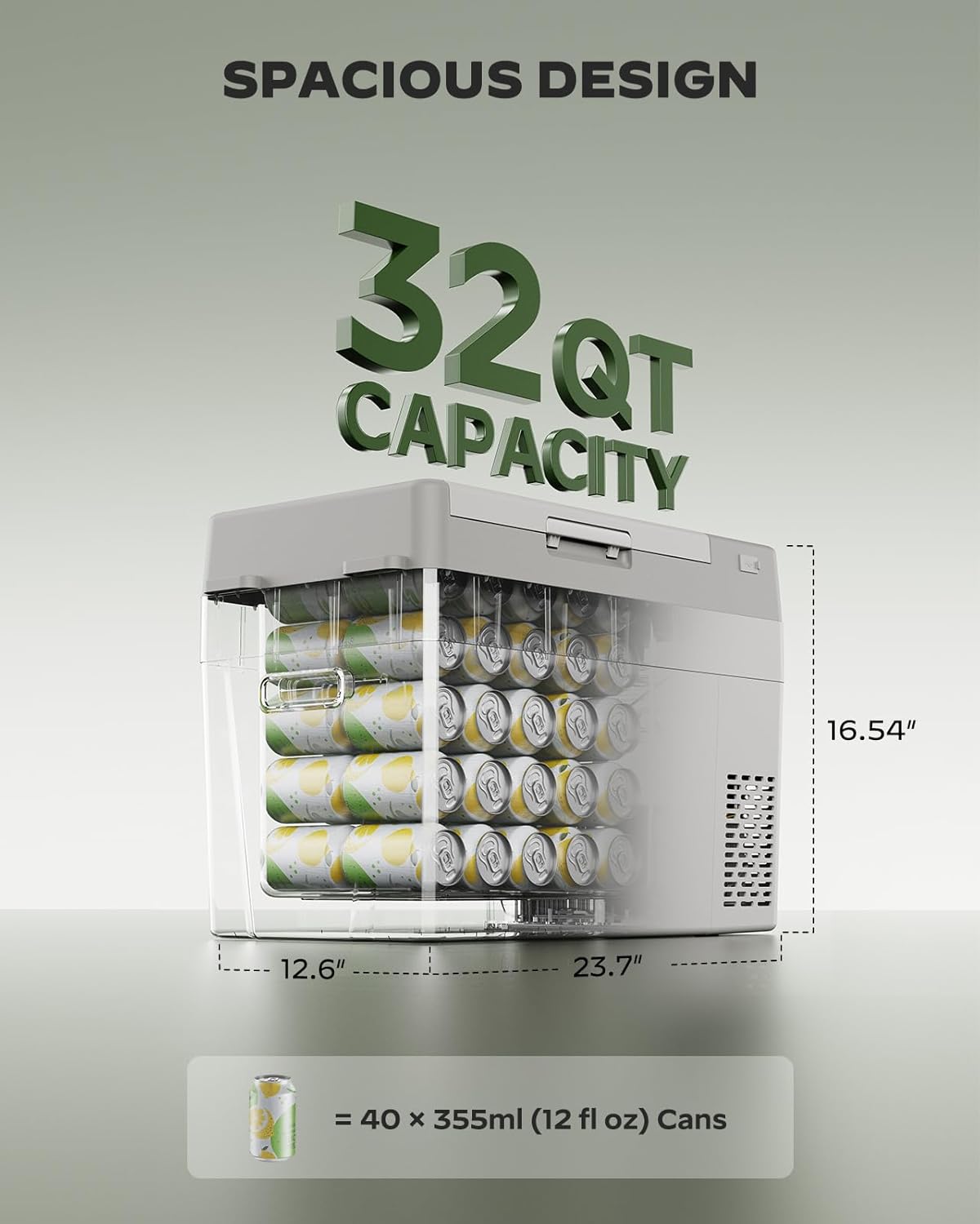 Marsail 12 Volt Refrigerator 12V Car Fridge 32QT Portable Freezer Compressor Cooler -4°F68°F, 12/24V DC 110~240 Volt AC, for Camping Travel Truck RV, Home Efficient Cooling & Large Capacity, White