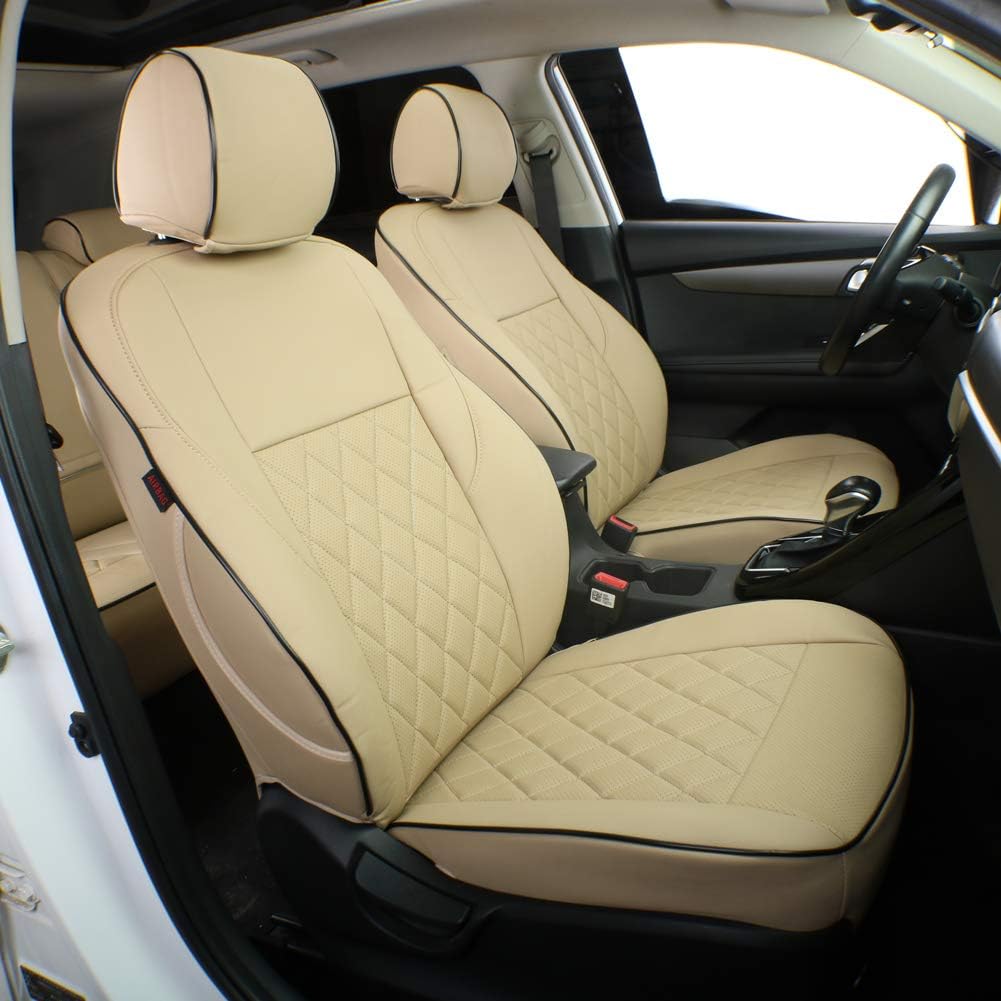 EKR Sportage Seat Covers Custom Fit for KIA Sportage EX/LX/SX 2012 2013 2014 2015 2016 Leather Car Seat Cover Full Set - Faux Leather (Beige)