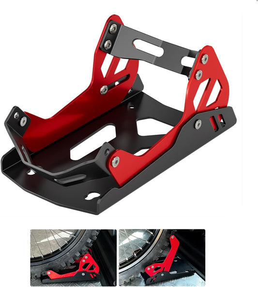 Motorcycle Wheel Chock,Special for Transportation Portable Adjustable 1800 lbs Capacity Front Tire Stand for 8"-21" Wheel Universal for Most Crusier Sports Dirt Bikes Trailer Truck-Red